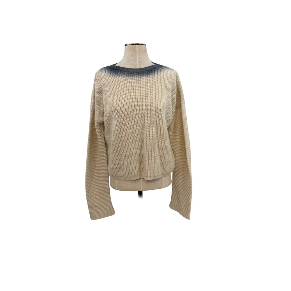 Roberta Roller Rabbit Cashmere Sweater Ombre Neck Beige Blue Size Small